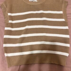 Moon & Madison Brown and White Striped Sweater